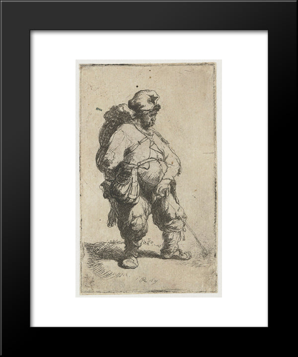 A Man Making Water 20x24 Black Modern Wood Framed Art Print Poster by Rembrandt