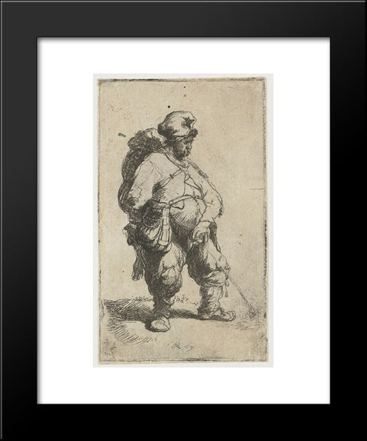 A Man Making Water 20x24 Black Modern Wood Framed Art Print Poster by Rembrandt