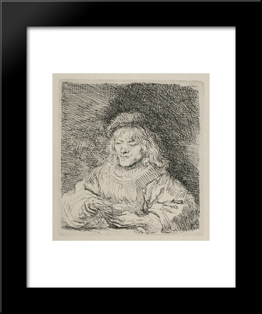 A Man Playing Cards 20x24 Black Modern Wood Framed Art Print Poster by Rembrandt