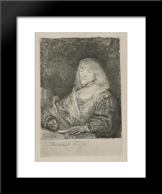 A Man With A Crucifix And Chain 20x24 Black Modern Wood Framed Art Print Poster by Rembrandt