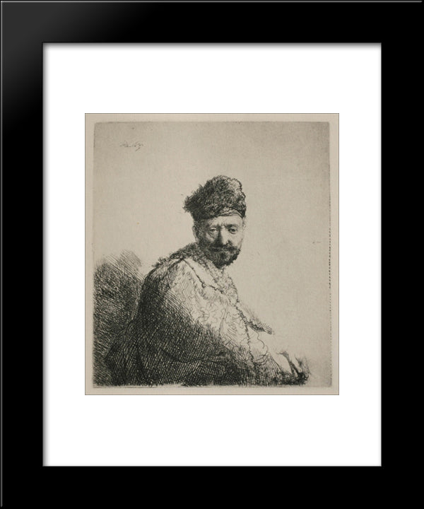 A Man With A Short Beard And Embroidered Cloak 20x24 Black Modern Wood Framed Art Print Poster by Rembrandt