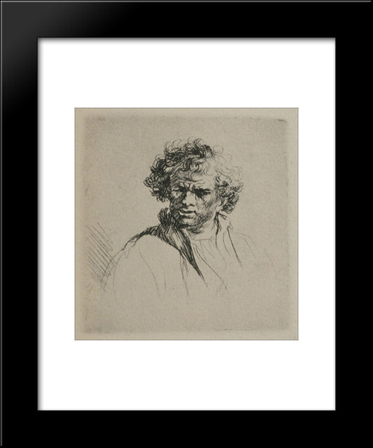 A Man With Curly Hair 20x24 Black Modern Wood Framed Art Print Poster by Rembrandt