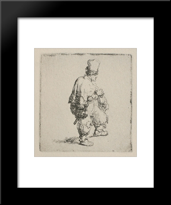 A Polander Walking Towards The Right 20x24 Black Modern Wood Framed Art Print Poster by Rembrandt