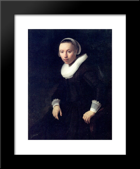 A Portrait Of A Young Woman 20x24 Black Modern Wood Framed Art Print Poster by Rembrandt