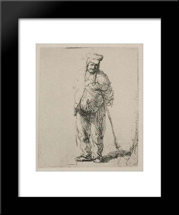 A Ragged Peasant With His Hands Behind Him 20x24 Black Modern Wood Framed Art Print Poster by Rembrandt