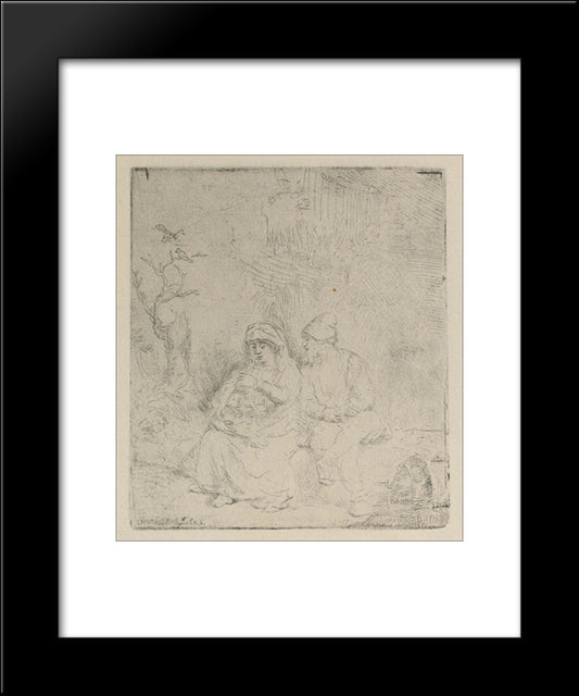 A Repose In Outline 20x24 Black Modern Wood Framed Art Print Poster by Rembrandt