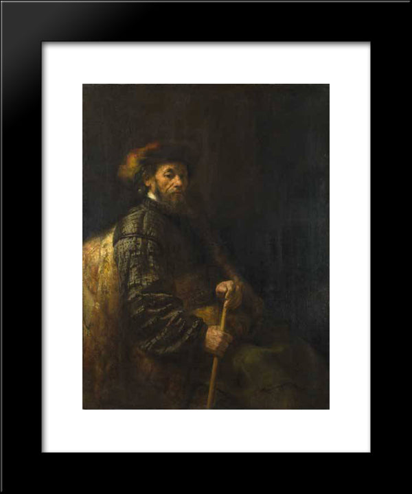 A Seated Man 20x24 Black Modern Wood Framed Art Print Poster by Rembrandt