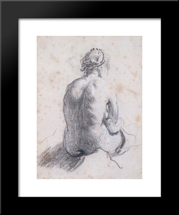 A Study Of A Female Nude Seen From The Back 20x24 Black Modern Wood Framed Art Print Poster by Rembrandt