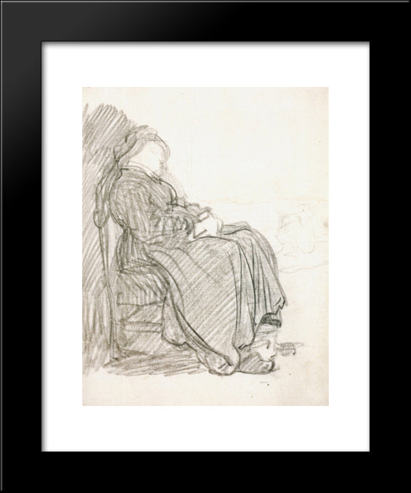 A Study Of A Woman Asleep 20x24 Black Modern Wood Framed Art Print Poster by Rembrandt