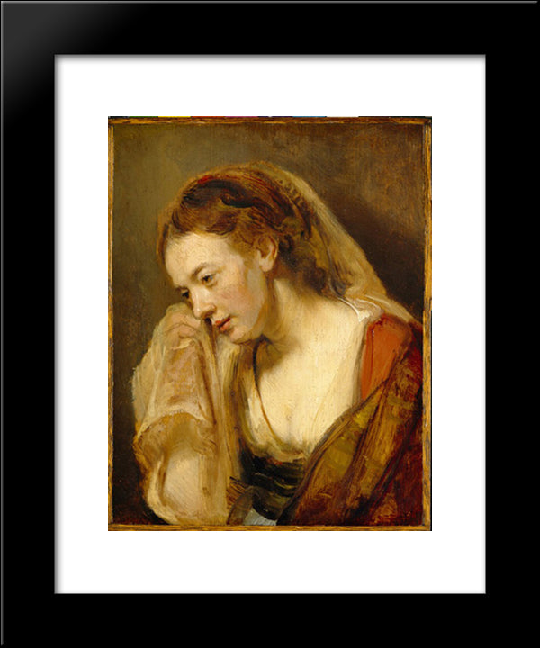 A Woman Weeping 20x24 Black Modern Wood Framed Art Print Poster by Rembrandt