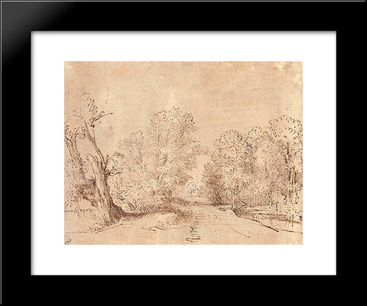 A Wooded Road 20x24 Black Modern Wood Framed Art Print Poster by Rembrandt