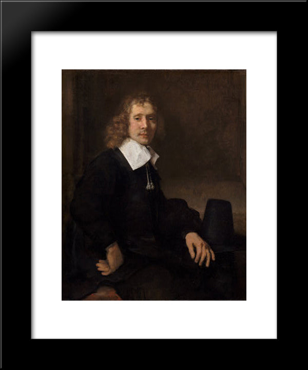 A Young Man At A Table (Possibly Govaert Flinck) 20x24 Black Modern Wood Framed Art Print Poster by Rembrandt