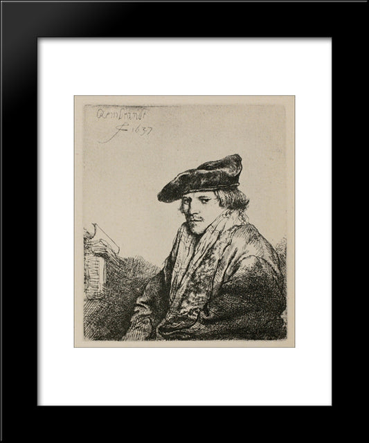 A Young Man Seated, Turned To The Left 20x24 Black Modern Wood Framed Art Print Poster by Rembrandt