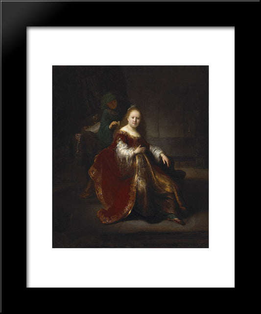 A Young Woman At Her Toilet 20x24 Black Modern Wood Framed Art Print Poster by Rembrandt