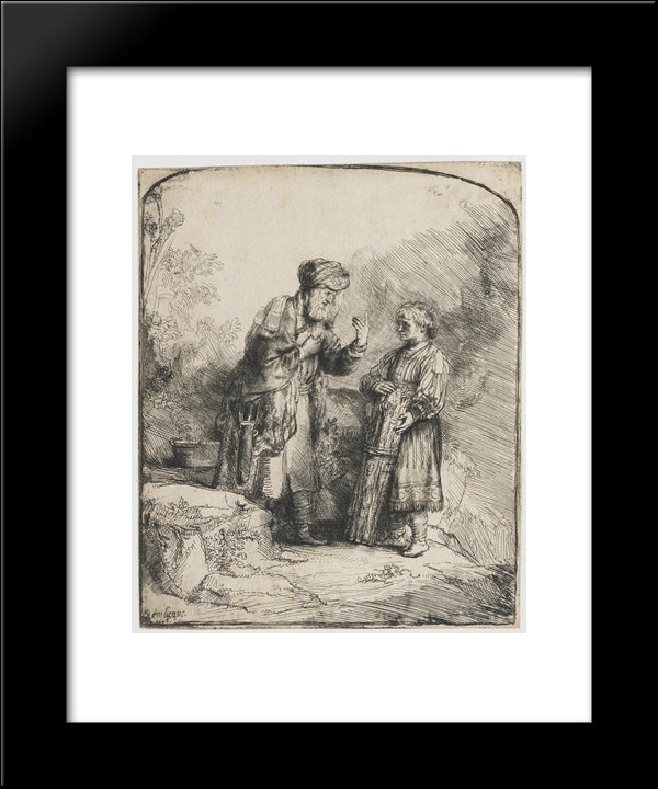 Abraham And Isaac 20x24 Black Modern Wood Framed Art Print Poster by Rembrandt