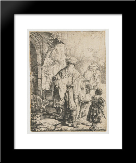 Abraham Dismissing Hagar 20x24 Black Modern Wood Framed Art Print Poster by Rembrandt