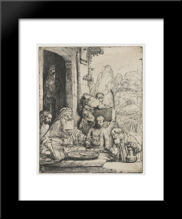 Abraham Entertaining The Angels 20x24 Black Modern Wood Framed Art Print Poster by Rembrandt