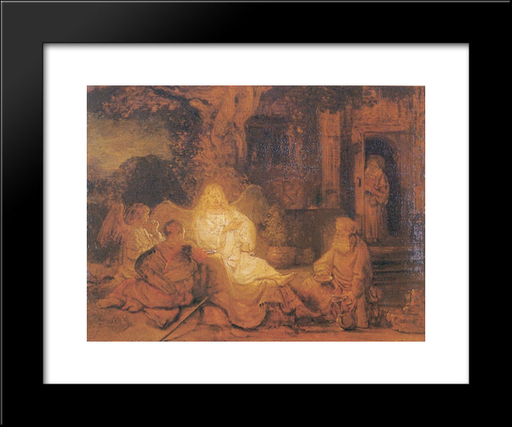 Abraham Receives The Three Angels 20x24 Black Modern Wood Framed Art Print Poster by Rembrandt