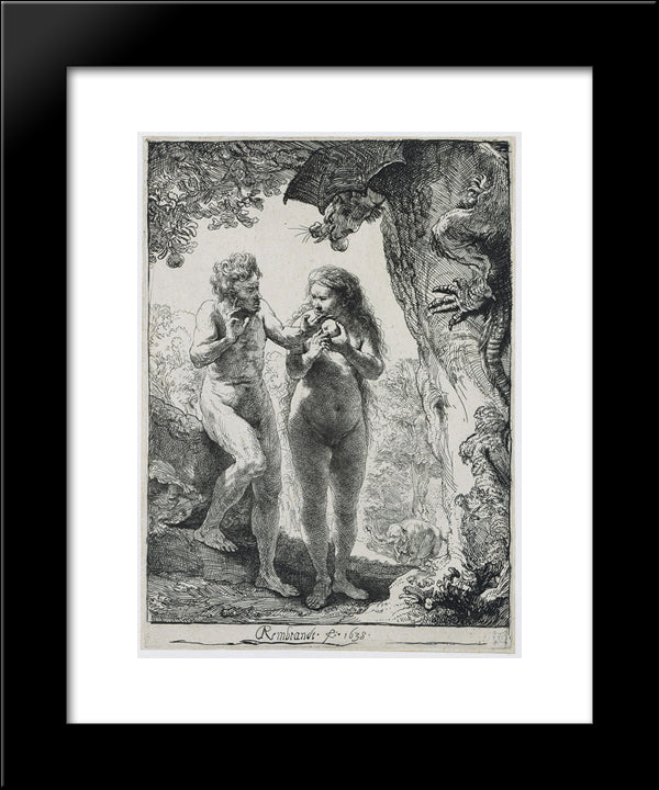 Adam And Eva 20x24 Black Modern Wood Framed Art Print Poster by Rembrandt