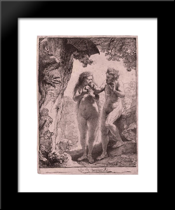 Adam And Eve 20x24 Black Modern Wood Framed Art Print Poster by Rembrandt