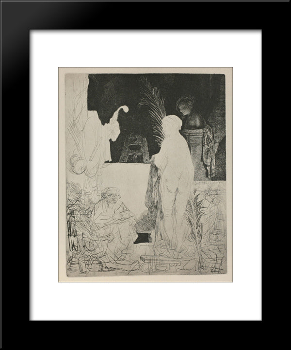 An Artist Drawing From A Model 20x24 Black Modern Wood Framed Art Print Poster by Rembrandt