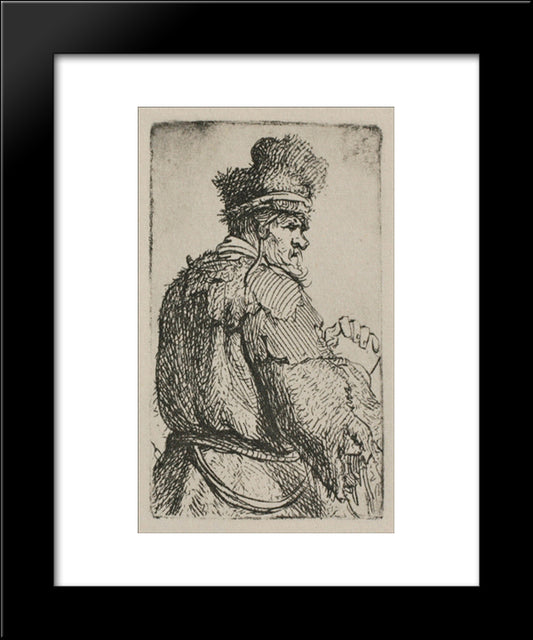 An Old Man Seen From Behind 20x24 Black Modern Wood Framed Art Print Poster by Rembrandt