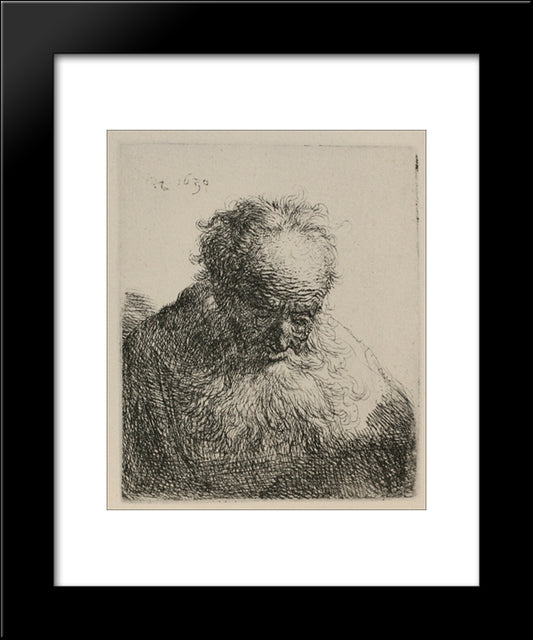 An Old Man With A Large Beard 20x24 Black Modern Wood Framed Art Print Poster by Rembrandt