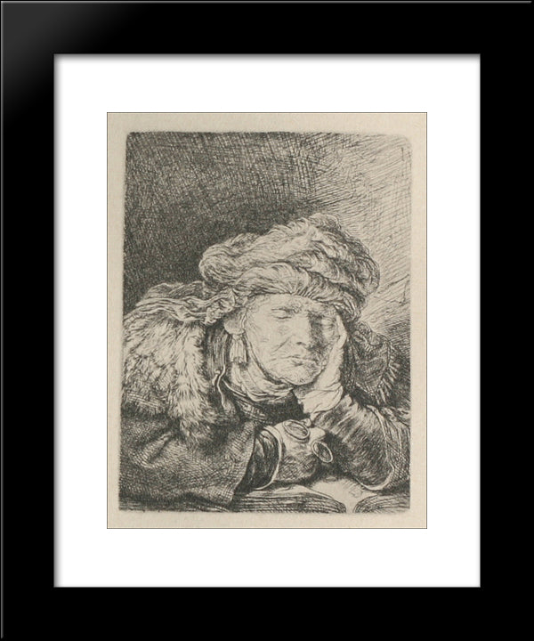 An Old Woman, Sleeping 20x24 Black Modern Wood Framed Art Print Poster by Rembrandt