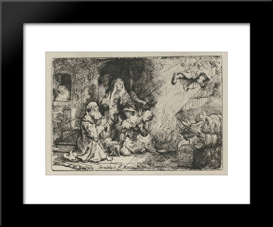 Angel Departing From The Family Of Tobias 20x24 Black Modern Wood Framed Art Print Poster by Rembrandt