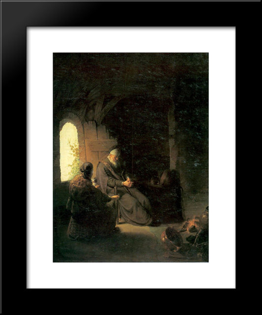 Anna And The Blind Tobit 20x24 Black Modern Wood Framed Art Print Poster by Rembrandt