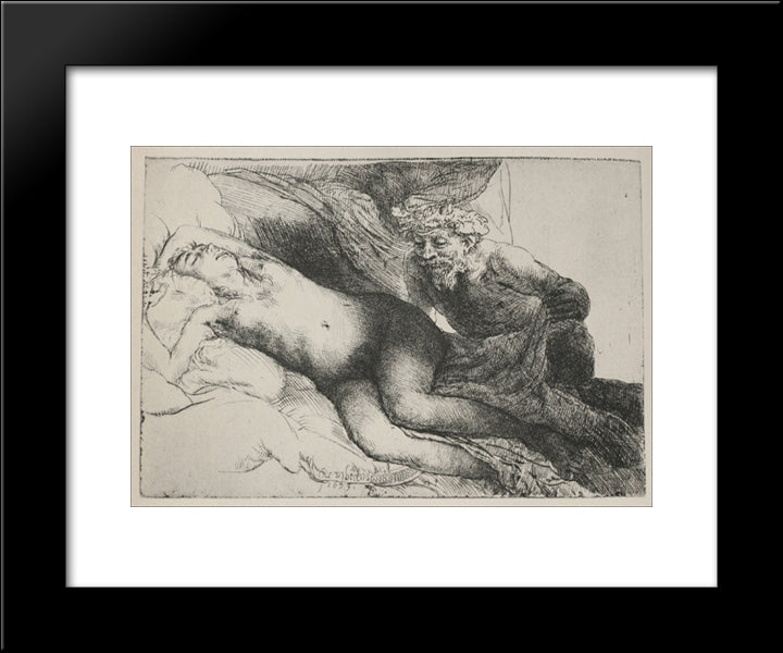 Antiope And Jupiter 20x24 Black Modern Wood Framed Art Print Poster by Rembrandt