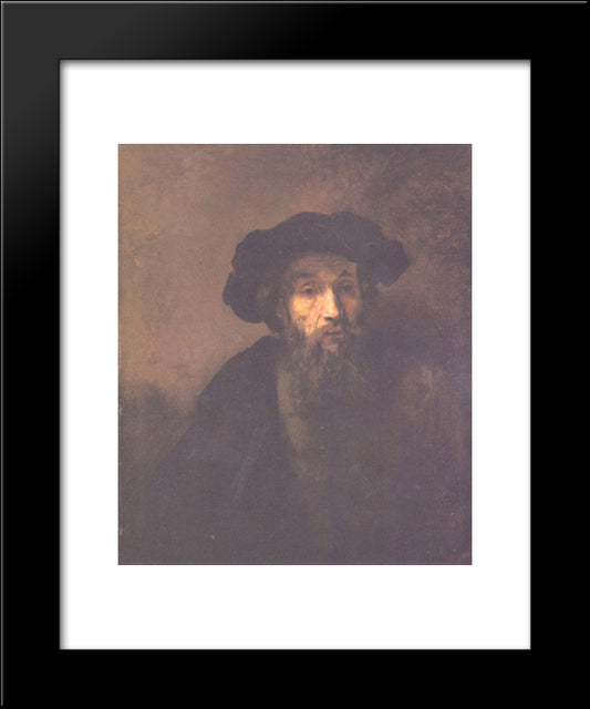 Bearded Man With A Beret 20x24 Black Modern Wood Framed Art Print Poster by Rembrandt