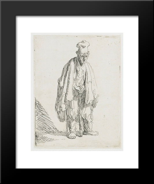 Beggar In A High Cap Standing 20x24 Black Modern Wood Framed Art Print Poster by Rembrandt