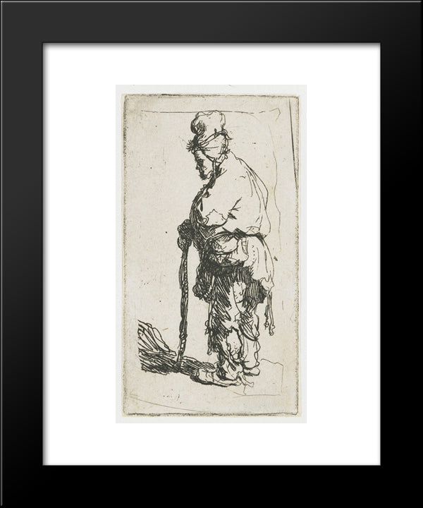 Beggar Leaning On A Stick, Facing Left 20x24 Black Modern Wood Framed Art Print Poster by Rembrandt