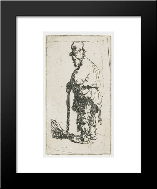 Beggar Leaning On A Stick, Facing Left 20x24 Black Modern Wood Framed Art Print Poster by Rembrandt