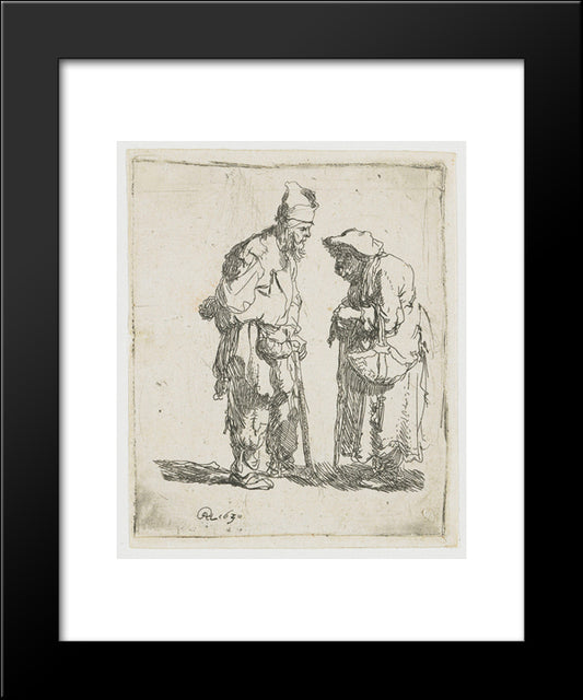 Beggar Man And Beggar Woman Conversing 20x24 Black Modern Wood Framed Art Print Poster by Rembrandt