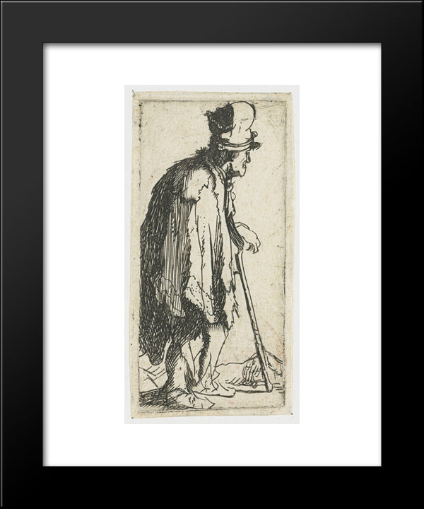 Beggar With A Crippled Hand Leaning On A Stick 20x24 Black Modern Wood Framed Art Print Poster by Rembrandt