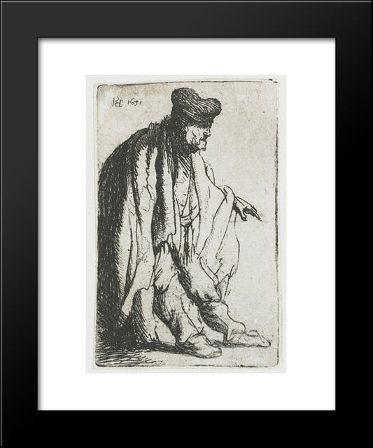 Beggar With His Left Hand Extended 20x24 Black Modern Wood Framed Art Print Poster by Rembrandt