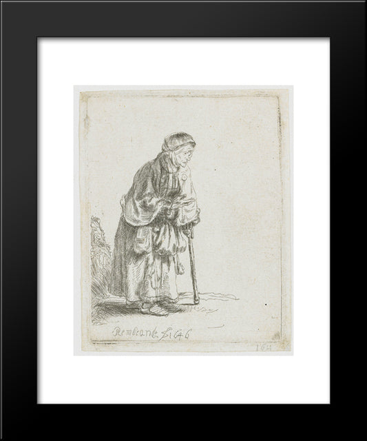 Beggar Woman Leaning On A Stick 20x24 Black Modern Wood Framed Art Print Poster by Rembrandt