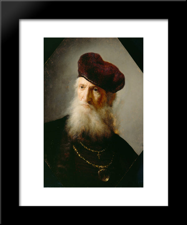 Bust Of A Bearded Old Man 20x24 Black Modern Wood Framed Art Print Poster by Rembrandt