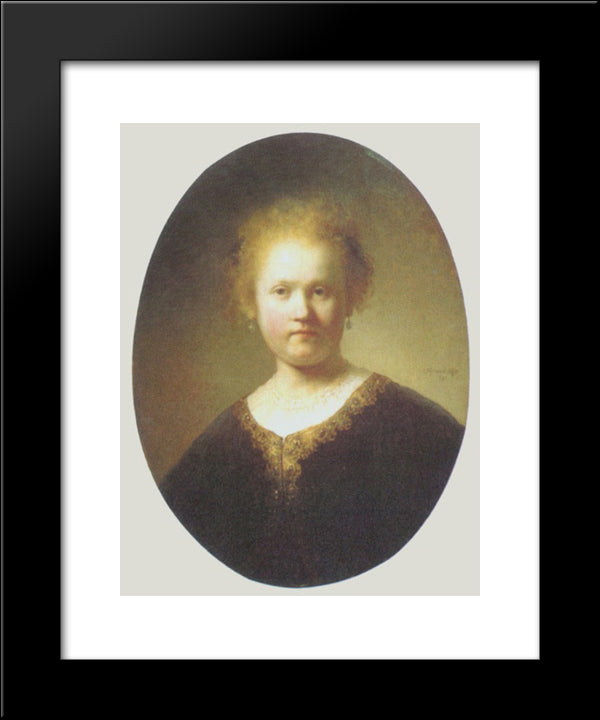 Bust Of A Young Woman 20x24 Black Modern Wood Framed Art Print Poster by Rembrandt