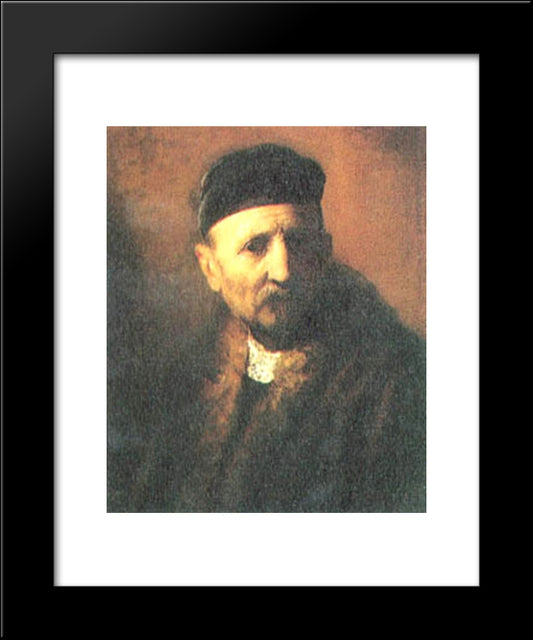 Bust Of An Old Man With A Beret 20x24 Black Modern Wood Framed Art Print Poster by Rembrandt