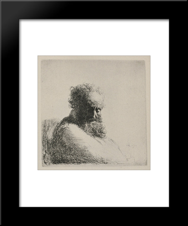 Bust Of An Old Man With A Large Beard 20x24 Black Modern Wood Framed Art Print Poster by Rembrandt