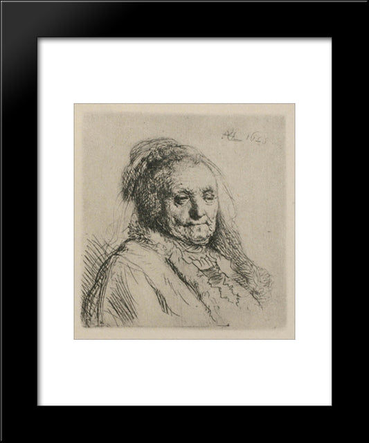 Bust Of An Old Woman, Rembrandt`S Mother 20x24 Black Modern Wood Framed Art Print Poster by Rembrandt