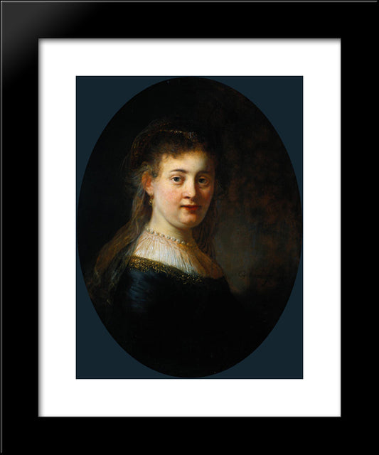 Bust Of Young Woman (Probably Saskia Van Uylenburgh) 20x24 Black Modern Wood Framed Art Print Poster by Rembrandt