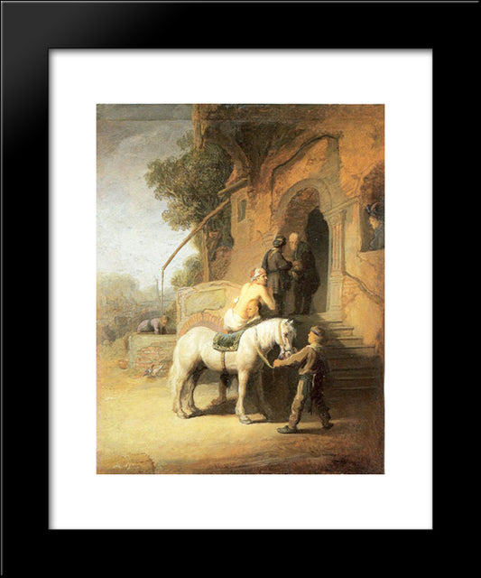 Charitable Samaritan (Also Known As The Good Samaritan) 20x24 Black Modern Wood Framed Art Print Poster by Rembrandt