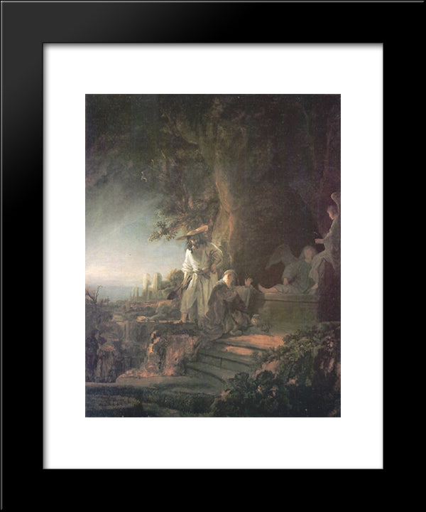 Christ And St. Mary Magdalene At The Tomb 20x24 Black Modern Wood Framed Art Print Poster by Rembrandt