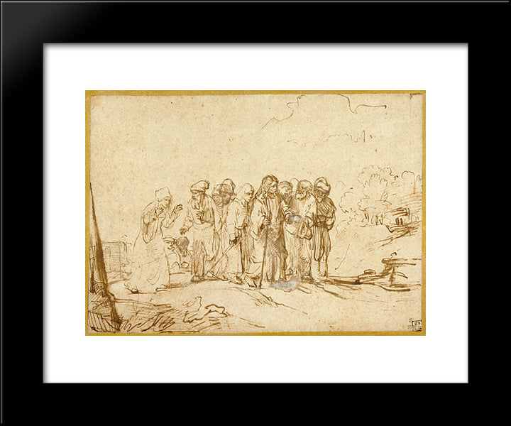 Christ And The Canaanite Woman 20x24 Black Modern Wood Framed Art Print Poster by Rembrandt