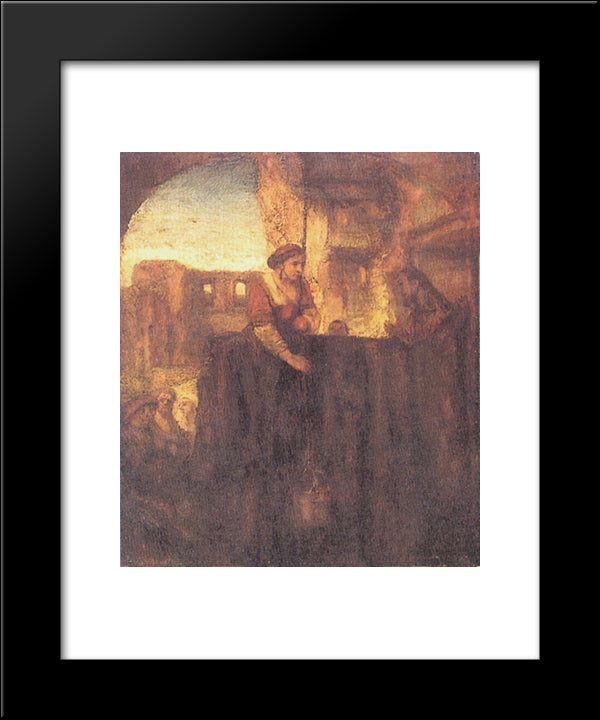 Christ And The Samaritan At The Well 20x24 Black Modern Wood Framed Art Print Poster by Rembrandt