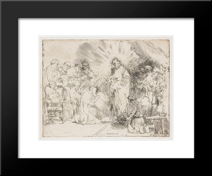 Christ Appearing To The Apostles 20x24 Black Modern Wood Framed Art Print Poster by Rembrandt